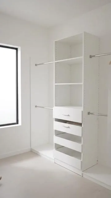 Transform your closet chaos into calm! ✨ This adjustable closet system fits perfectly into spaces from 75 to 115 inches wide, offering truly customized organization. With 4 wooden drawers, 4 hanging rods, and a handy storage shelf, you'll find a place for everything. Its modern design and sturdy construction elevate any walk-in closet. Upgrade your space today! Tap to shop. #fyp #closetorganization #walkincloset #homedecor #AIGC #Moras