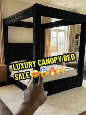 Look at this velvet canopy bed I got on an amazing deal ❗❗🔥don't miss out on this sale !! 😍😍  #bed #sale #furniture #luxury #bedroom 