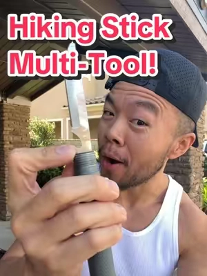 These Hiking Stick Multi-Tools have everything you need for an Outdoor Adventure! #Hiking #fishing #campinglife #giftsforhim #tiktokshopcreatorpicks 