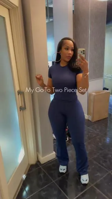 My go to two piece set  I'm 5’7 175lbs Medium  #creatorsearchinsights #twopiecesetoutfit #loungewearset 