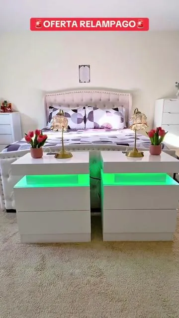 Upgrade your space with these VanAcc High Gloss LED Nightstands, featuring built-in charging stations and App-controlled lighting. The perfect blend of minimalist luxury and smart functionality for any modern bedroom or living room.  #nightstands  #ModernHome #BedroomDecor #SmartFurniture #InteriorDesign  @VanAcc 