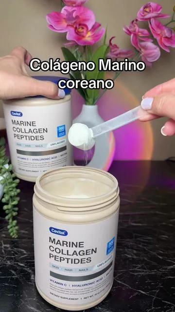 Marine Collagen Peptides - Hydrolyzed Ultra-fine Collagen Powder for Women & Men, Hyaluronic Acid, Biotin, Vitamin C, for Skin,     Hair, Nails, Joints, Non-GMO, Unflavored, Easily Dissolved, 16o#marinecollagen #hydrolyzedcollagen #collagenpeptides @cevitolofficial 