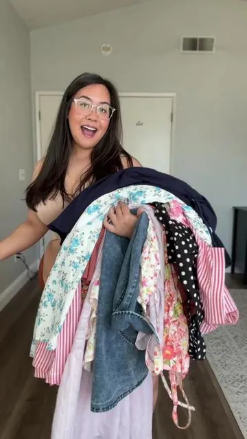 all of these dresses are soo cute and do not cling onto my apron belly! #plussizefashion #tiktokshopspringglowup #curvyfashion #apronbelly #tryon 