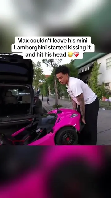 Max couldn’t leave his mini Lamborghini… started kissing it and hit his head 😂❤️‍🩹#plaqueboymaxclips 