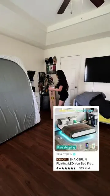 Floating bed frame ☁️💗  #roommakeover #fyp #bedframe #viral #king 