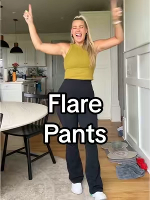 These flare pants are stretchy, have pockets, and are high waisted with tummy control to suck and tuck everything you need as a mom. 