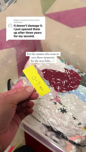 Replying to @Sabrina Gaumond that’s awesome! I had a mom comment on one of my other videos and say her aunt saved clothes for THIRTY YEARS for her baby she just had 😊 obviously saves money but I also can’t wait to see another baby in all of these clothes 🥰 #momhack #babyclothesorganization 