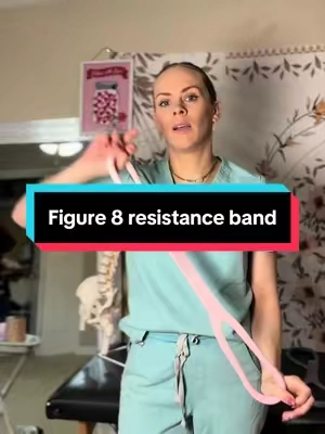 Try this exercise for better posture and a stronger back. This will help decrease neck and shoulder pain @Keep US #resistanceband #figure8resistanceband #homeexercise #posturecorrection #physicaltherapy 
