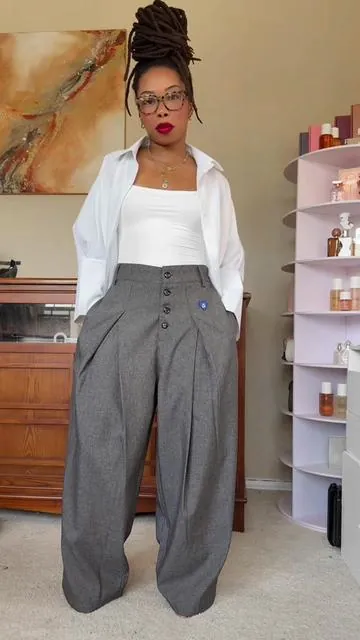 OUTFIT DETAILS ⬇️ Tank here > @Morai Elise  Button down here > @Morai Elise  Red lip here >  @Morai Elise  Aelfric Eden don’t miiiss! I need more trouser dress pants asap! 😍 #elevatedcasual #casualstyle #businesscasual #outfitinspo #aelfricedennewarrivals 