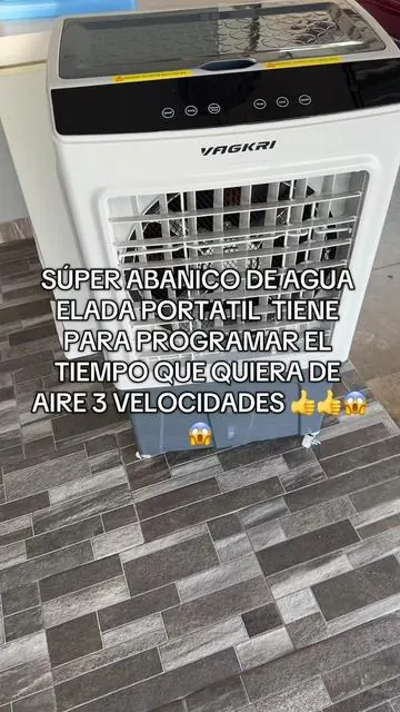 Súper abanico de aire de agua fría portátil 3 velocidades puede programar el tiempo que quiera de aire 👍👍😱#aire #aguafria #giratorio #hogar #exelente 