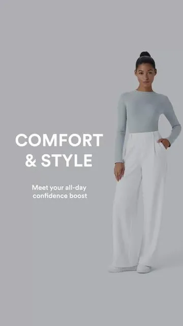 High-waisted, flat-waist pull-on with four-way stretch—straight-leg polish for work or weekend, tap to shop! 💼✨👖#HalaraNewArrivals#ootd#fitcheck#pantsoutfitideas