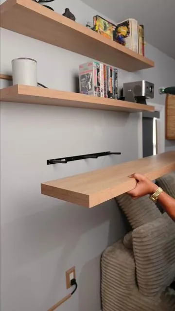 Finally! Some floating shelves that are easy to install! 😎 #floatingshelves #decor #livingroomdecor #tiktokshopcreatorpicks 