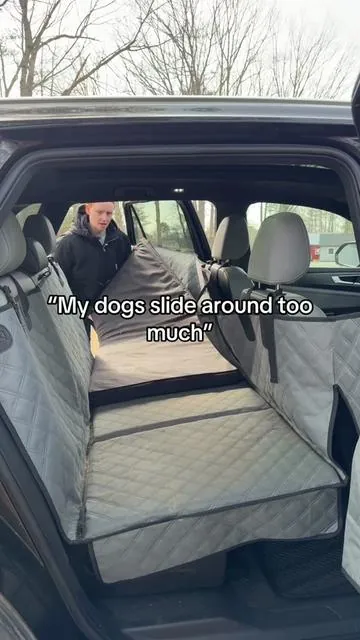The Ruff liner backseat dog bed provides traction and gives your dogs a more comfortable ride! 🐶🚗