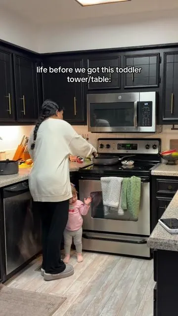 from a mom who’s baby never wants to leave her side, to another… this has saved not only my back but my sanity!!! #toddlermom #toddlerhacks #momhacks #sahm #toddlertower 