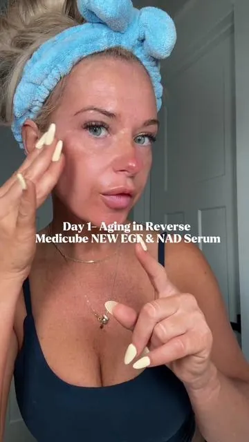 Everyone’s chasing wrinkle-free… I’m over here focused on lifting + tightening. Trying this NAD + EGF serum for that exact reason ❤️ #over40skincare #NAD #medicube #antiagingskincare #facelift 