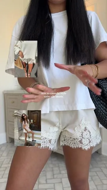 Silk/satin shorts have been all over my Pinterest 📍 Found these really affordable ones that are so good! | Size: XS-5”3 #silkshorts #affordablefashion #lookforless 