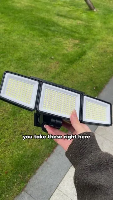 4500 lumens of straight-up brightness, 306 LEDs, and a 270° wide angle so nothing slips by. Motion sensor hits instantly, remote lets you switch modes without messing with it, and it's IP65 waterproof so rain doesn't stand a chance. Easy install, no wiring headaches... just mount it and you're set. _#hoodink #solarspotlights #outdoorlights #solarlights #tiktokfind 