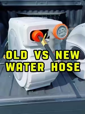 Easy to pull out, quick to stow away. No more twisting, rolling, and kinking garden hose. #waterhose #gardenhose #retractablehose #gardening #lawncare 