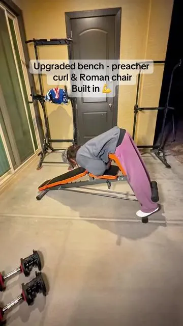 Replying to @blan neslon I’ve been using this bench for my home workouts and it honestly does a little bit of everything. It adjusts to flat, incline, and decline, so I can switch between presses and core work easily. It also comes with a Roman chair for back extensions, an ab sit-up setup, and a preacher curl pad, so I can train chest, arms, core, and back all in one spot. What stood out to me is how stable it feels — it supports up to 1,000 lbs, so there’s no wobbling during workouts. The padding is comfortable, the adjustments are quick, and it saves a lot of space compared to having multiple machines. It just makes getting a full workout at home a lot more simple and consistent. @Bearbro Fitness Studio  #homegym #weightbench #homeworkout #fitnessequipment #gymathome 
