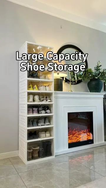 This large shoe rack is perfect for big families holds tons of shoes and actually looks great too!#homeessentials #organization #shoerack #homeorganizer 