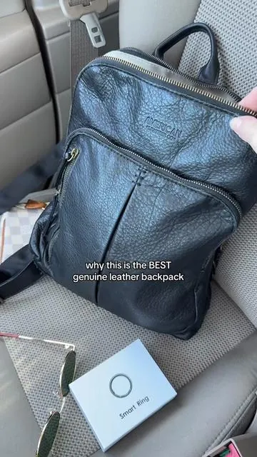 I use this everyday 🖤 #leatherbackpack #leatherbags #backpack #laptopbackpack #handbag 