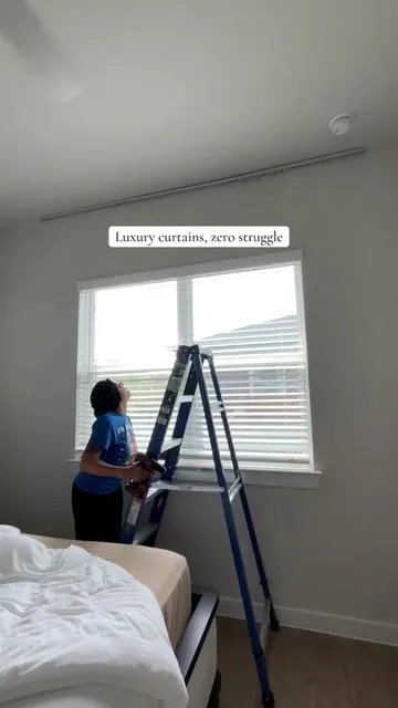 This curtain track system completely upgraded my space.  Smooth glide, clean install, and gives that luxury hotel curtain look without the hassle of traditional rods.  Perfect for modern homes apartments, and anyone who wants effortless curtains that actually work.  #curtaintrack #homeupgrade #modernhomedecor #tiktokshophomefinds 