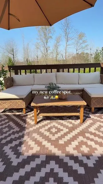 Before you go and spend all of your budget on the patio set for your outdoor furniture this summer, this set is such high-quality! It has removable cushion cover covers, is anti-rust, and has a 350 pound weight limit on each seat #patioset #outdoorfurniture #outdoorliving #patiodecor 
