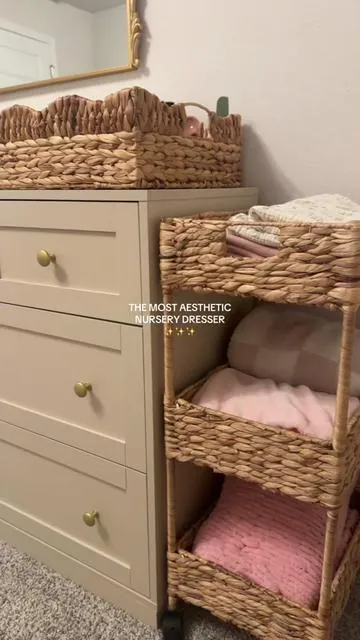 Finding a good affordable nursery dresser was so hard!! But I love ours 🤎 #Nursery #NurseryDresser #Dresser #NurseryDecor #Nurseryinspo 