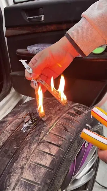 Flat tire? Don't get stranded. These self- sealing rubber nails plug punctures fast without removing the tire. Works on cars, motorcycles, trucks & even tractors. A quick fix every driver needs to carry. ##CarRepairHack #TireRepair #DIYCarCare#RoadsideEssentials#fyp