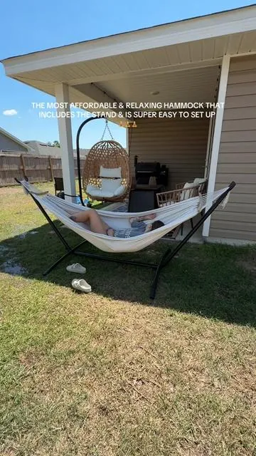 Most relaxing spot in our yard #hamkock #hammocklife #backyardvibes #summerfinds #relaxing 