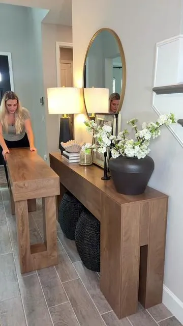 new entryway table is giving luxury on a budget 🏷️ #entrywaytable #entryway #table #entrywaymakeover @Tribesigns 