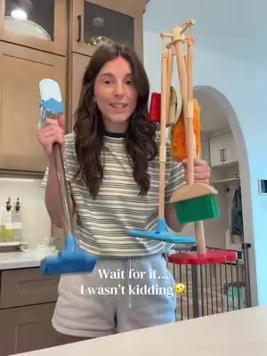 Wait for it…🤣 my kids loveeeee their play clean up set!! #cleaning #kidstoys #kidscleaning #toddlermom #montessoritoddler 