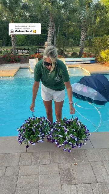 Replying to @Reese’s Roots & Ruckus 2 piece artificial hanging flower baskets #flowerbasket #artificialflowers #fakeflowers #tiktokshopspringglowup #hangingflowers  