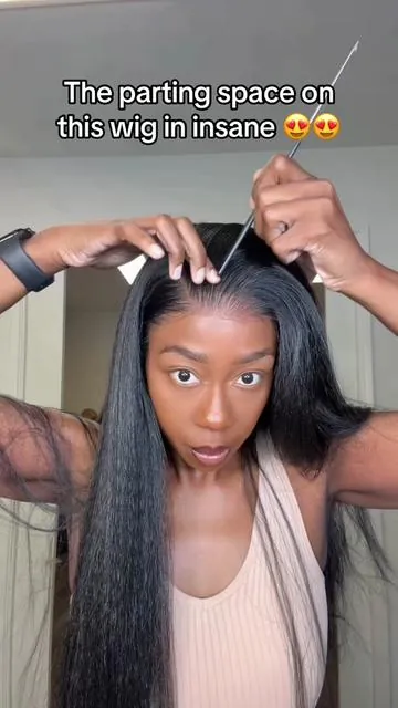 This is a 13x6 kinky straight synthetic lace front wig designed to give a realistic scalp appearance with minimal effort. The lace comes pre-plucked, and the parting space allows for natural-looking styling without excessive customization. The texture is a soft yaki finish that mimics blown-out natural hair, avoiding the overly silky or shiny look that many synthetic wigs have. With 180% density, it provides full volume while still maintaining lightweight movement. This is a beginner-friendly option for anyone who wants a natural-looking install without spending extra time or effort customizing the lace. #wiginstall #lacefrontwig #kinkystraightwig #syntheticwig #wigreview realistic scalp lace wig, 13x6 lace front wig kinky straight, pre plucked lace front wig, natural hair texture wig, beginner friendly lace wig, yaki straight wig texture, glueless lace front wig