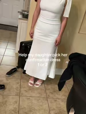 Which dress should she choose? #whitedresses #confirmationdress #specialoccasiondress #dresses #tiktokshopstockup 