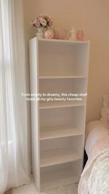 It’s so cute and perfect for my bedroom 💕🌸#bookshelforganization #bookshelfdecor #beautyroom #beautystorage #organization 