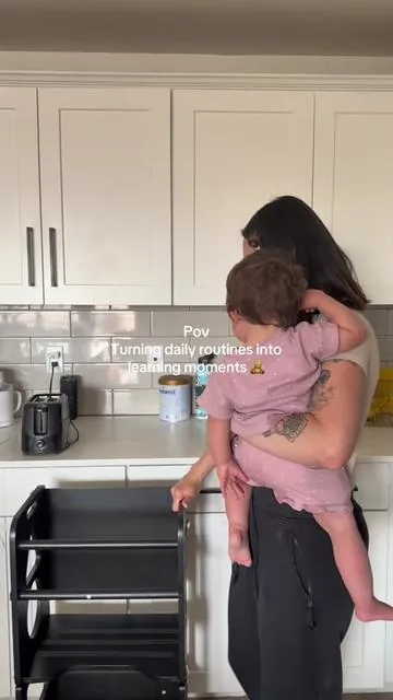 Making every moment a little bit more fun 🧸 We use this step stool every single day, she helps cook her meals and wash dishes with me and now she’s been obsessed using it as table & chair 🥹 it’s amazing to see how much she’s learning every day and the best part of this is that it makes my days so much easier 🫶🏻 and we just get to do pretty much everything together ❤️