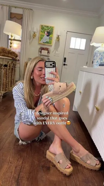 Genuine leather! & they are SO comfortable!😍 such an incredible designer inspired find! You will reach for these every👏🏻time👏🏻!! Wearing size 9! @Project Cloud Shoes #designerinspired #summersandals #grandmillenial #boujeeonabudget #lookforless 