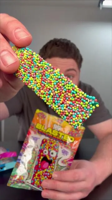 These candy blasted sour belts are insane! #1up #sourbelts #candyblastedsourbelts #candy #tiktokshopaprilrestock 