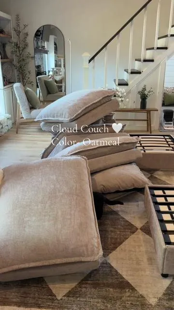 If you’re looking for a cloud couch, mine is backordered for a reason. She’s worth the wait. #cloudcouch #couch #sectional #tiktokshopmothersday #livingroomgoals 