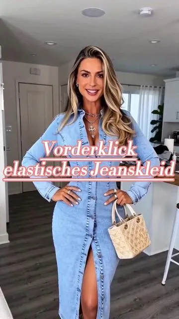 "Summer in a Dress: Long-Sleeve Denim Perfection ☀️"#vacation style outfit#OOTD" #Musicfestivaloutfits #TimelessFashion #DenimStyle #stretch dress