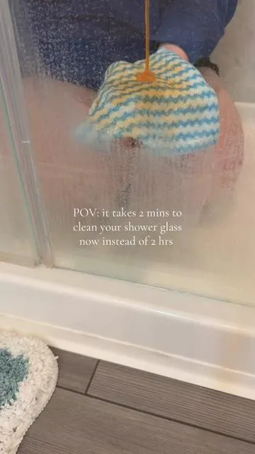 The easiest way to clean your glass @Chemical Guys #chemicalguys #showerglass #hardwater #hardwaterstains #easycleaning 