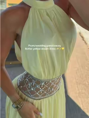 the most magical butter yellow dress! I feel like a princess @windsorstore so cute!!! #promdress 🥂🧈💛✨#weddingguestdress #windsor 