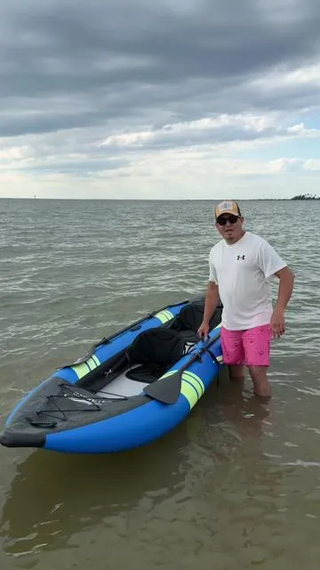 Tandem Inflatable Kayak, 12.5FT 2-Person Kayak with Glow-in-the-Dark Hull, 507LBS Capacity, 2 Aluminum Paddles, 2 Padded Seats, Hand Pump, Carry Bag, Portable Fishing Touring Kayak for Adults ##Stock##Up##Deals