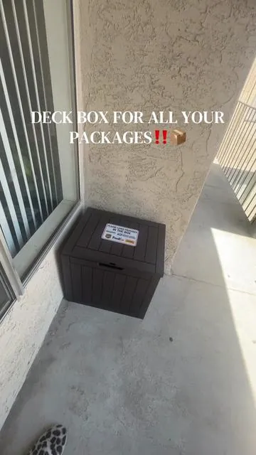 Outdoor deck box!! For all your deliveries! 📦 ✨  #outdoorstorage #packagedelivery #tiktokshop #storage #fyp 