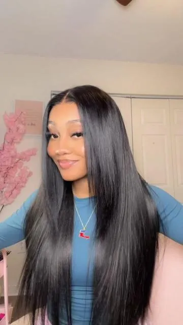 Im obsessed 😍😍😍😍Sunber Hair 13x4 pre everything Yaki straight wig in 24'' with pre-layered @Sunber Hair @Sunberhair  Get yours in the shopping cart  #sunberhair #sunberwig #wiginstall   #Summervibes #tiktokshopmemorialday      