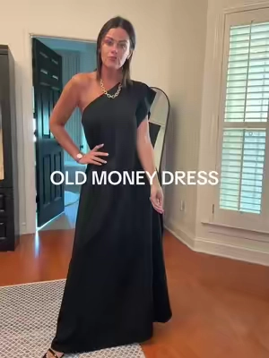 Old money, rich housewife dress. Zipper on left side. Right shoulder covered. So flattering, oversized and pretty. Wearing a small (5'3 size 4) #oldmoneyaesthetic #dress #oversizeddress #over40fashion #weddingguestdress 