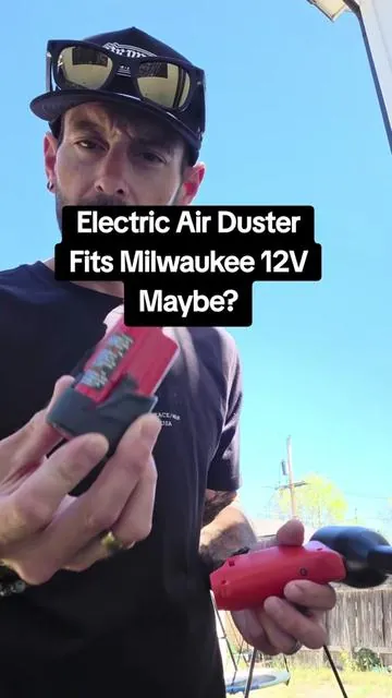 Electric air duster that fits Milwaukee 12V batteries! #electricairduster #tools #milwaukeetools #tiktokshopcreatorpicks #summervibes 