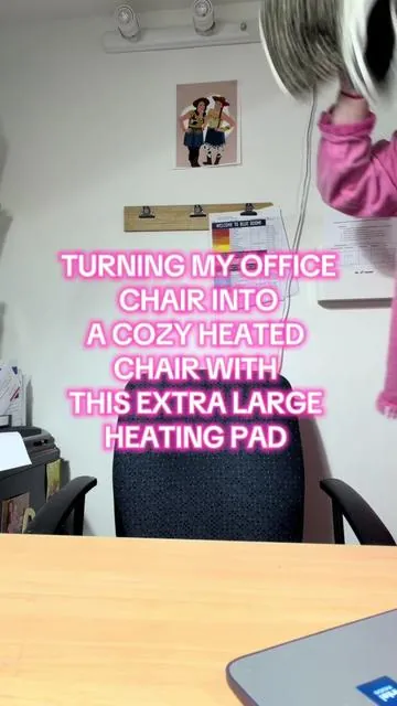 This heating pad is HUGE! #heatingpad #officechair #alwayscold #cozy #officelife 