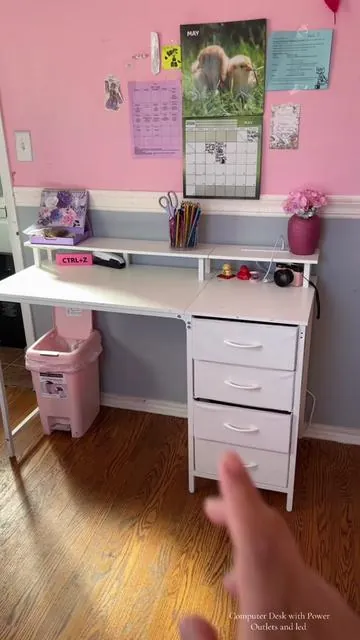 Computer Desk with Power Outlets and led #tiktokshopstockup #tiktokshopcreatorpicks #homedecor 